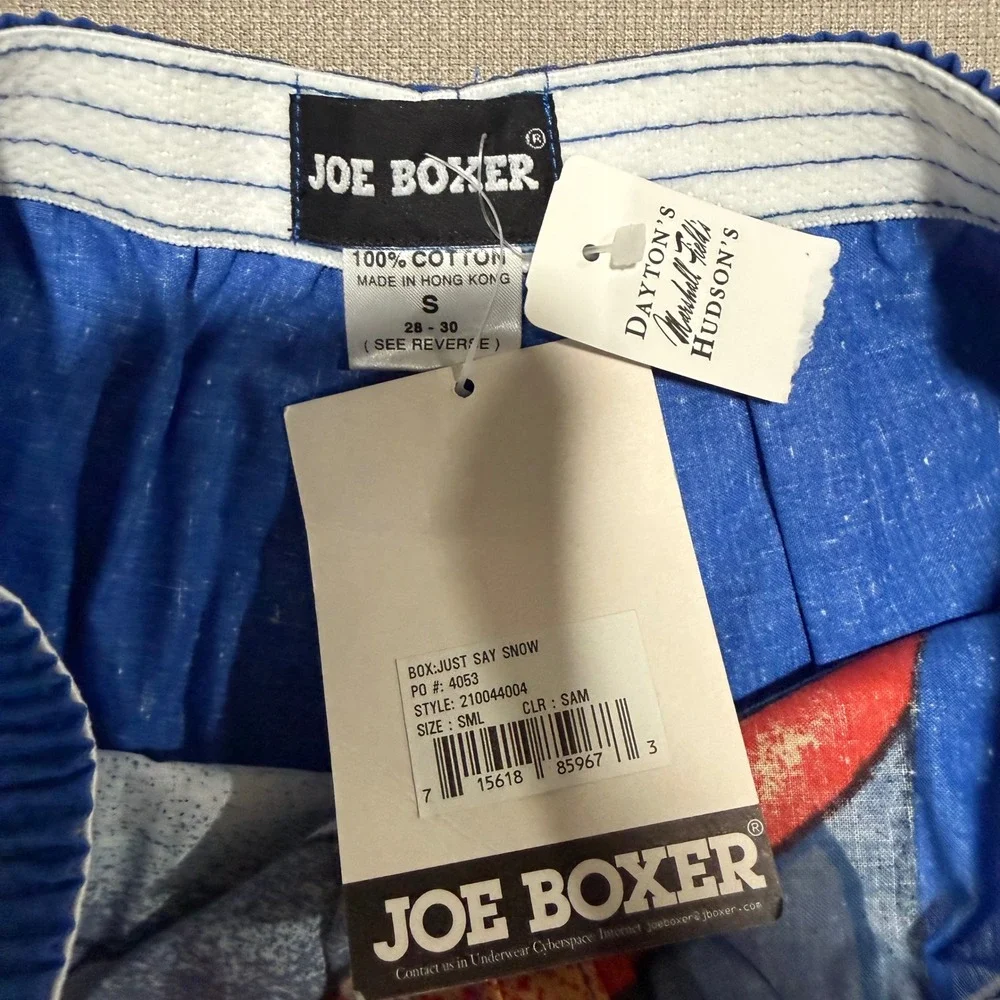 Joe Boxer Mens Blue Snowman Just Say Snow Vintage Novelty Boxer Shorts Small